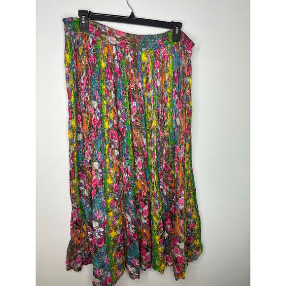 Short Circuit Vintage Floral Drawstring Midi Skirt One-Size Multicolor Flowy - Picture 2 of 6